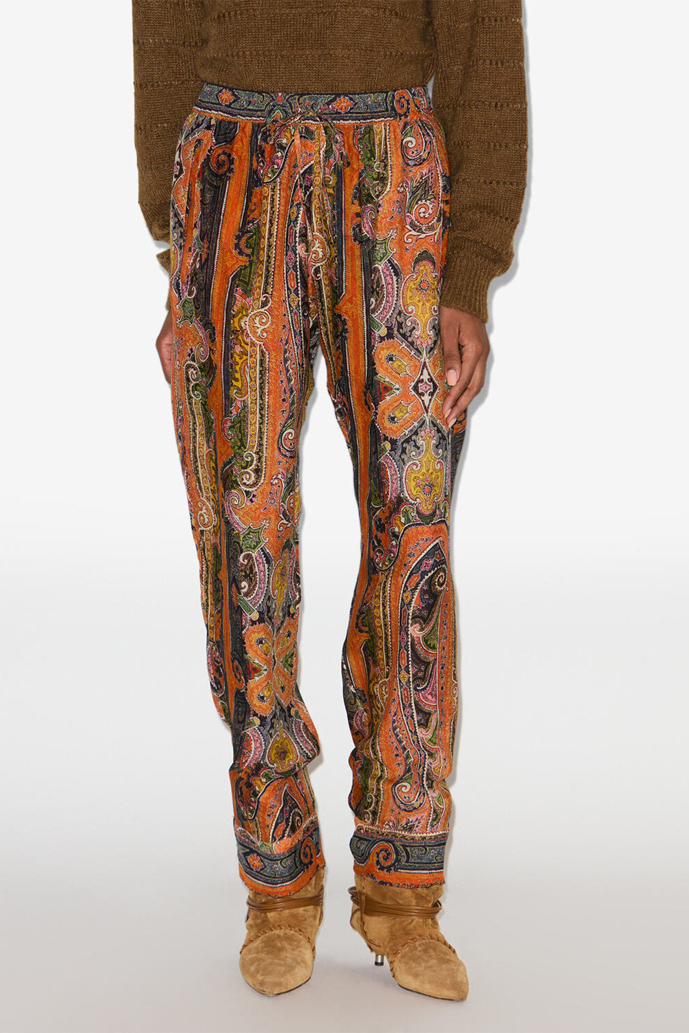 Sydna pants in printed silk - Orange - Woman - 4