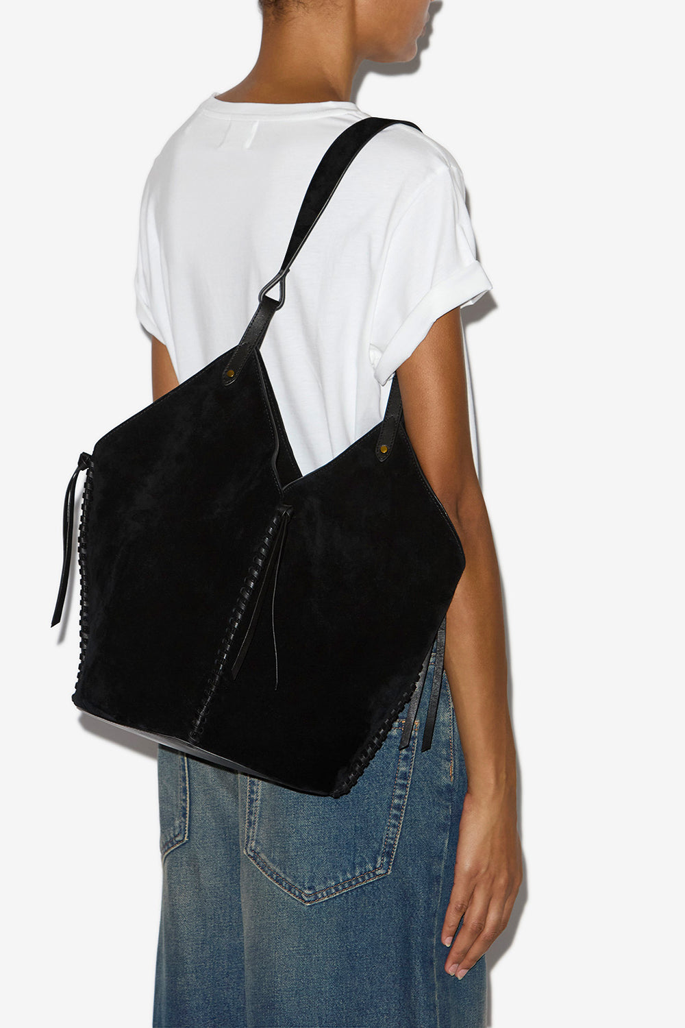 Tampa suede leather tote bag - Black - Woman - 2