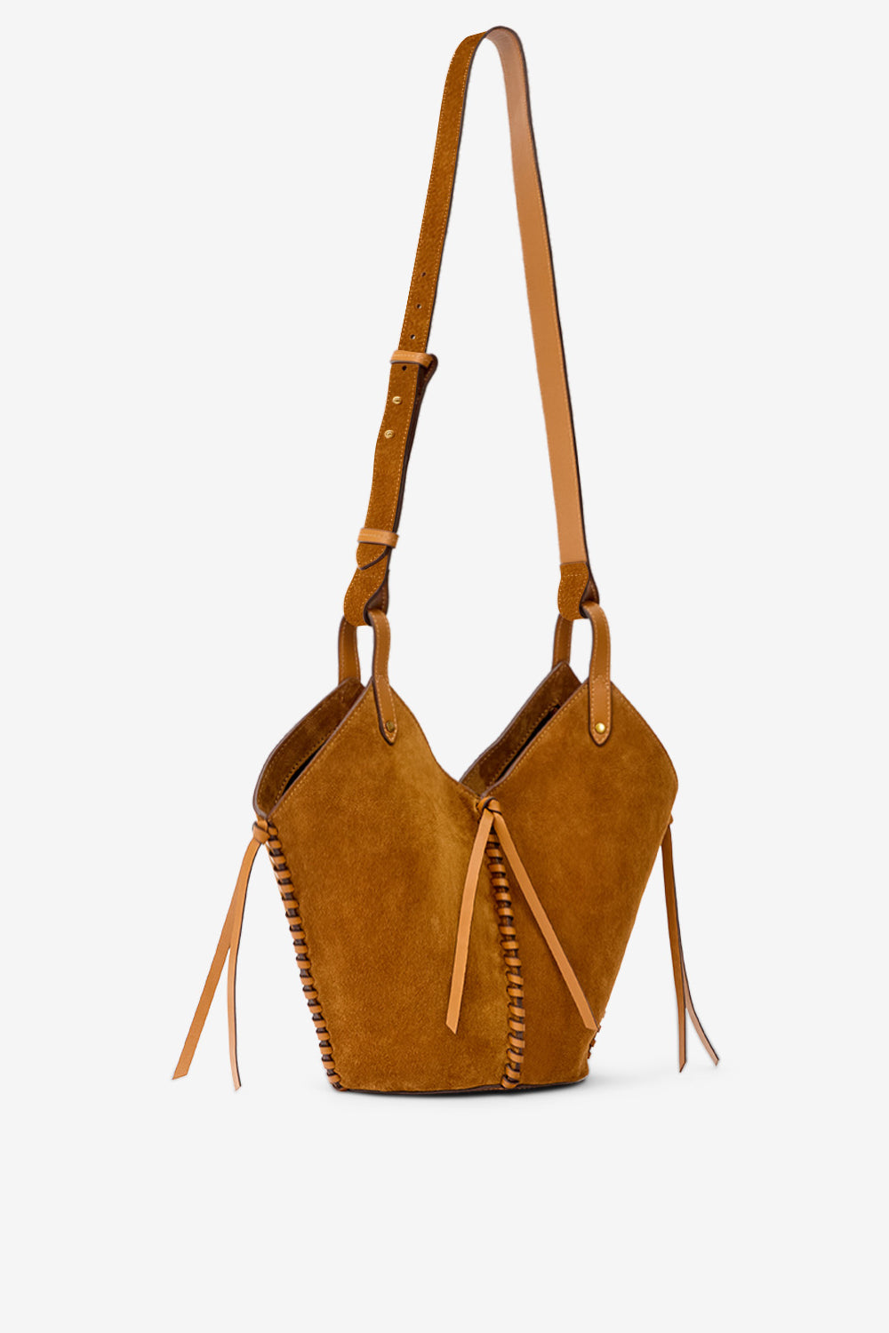 Tampa mini suede leather bucket bag - Cognac - Woman - 5