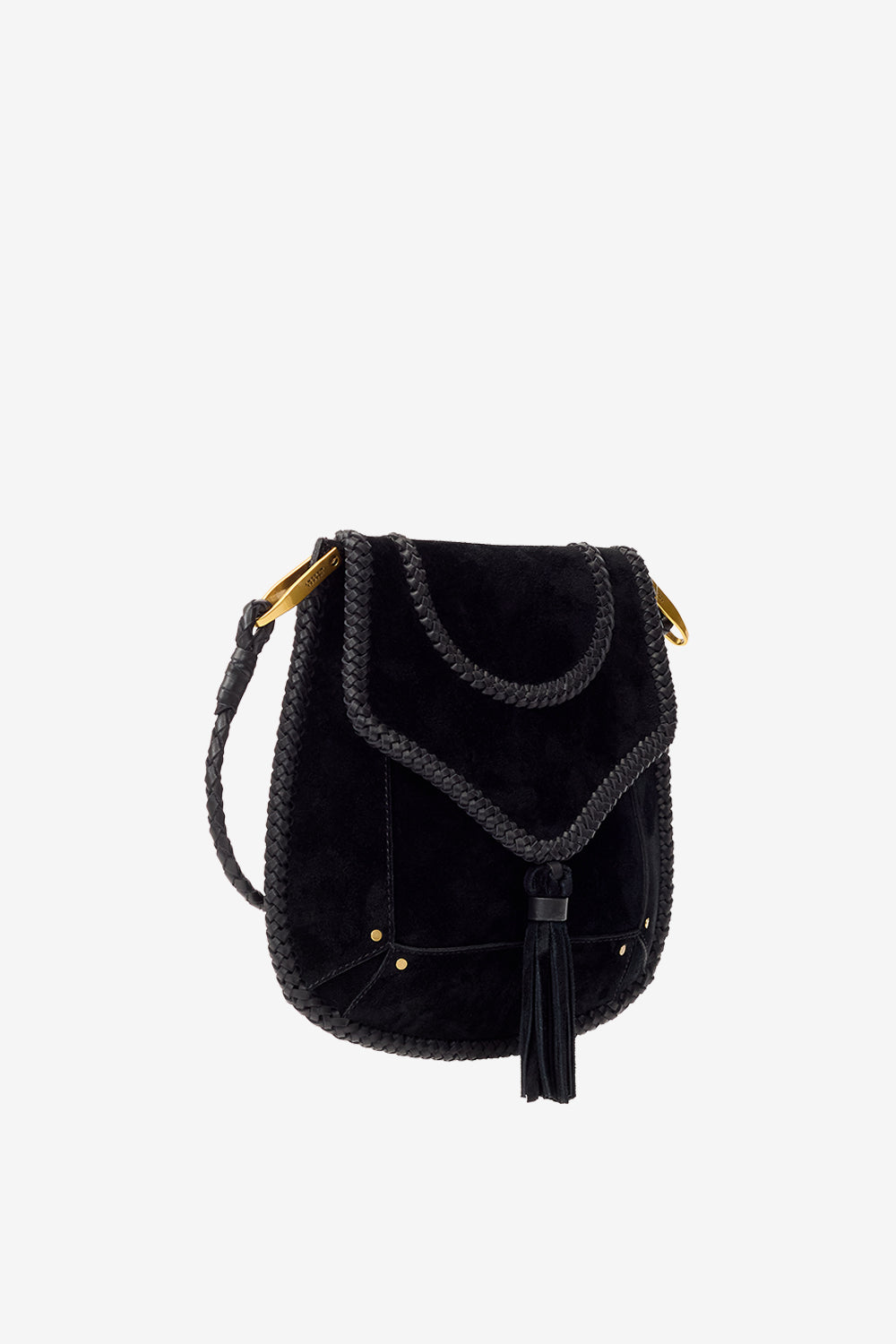 Anahi braided suede leather shoulder bag - Black - Woman - 5