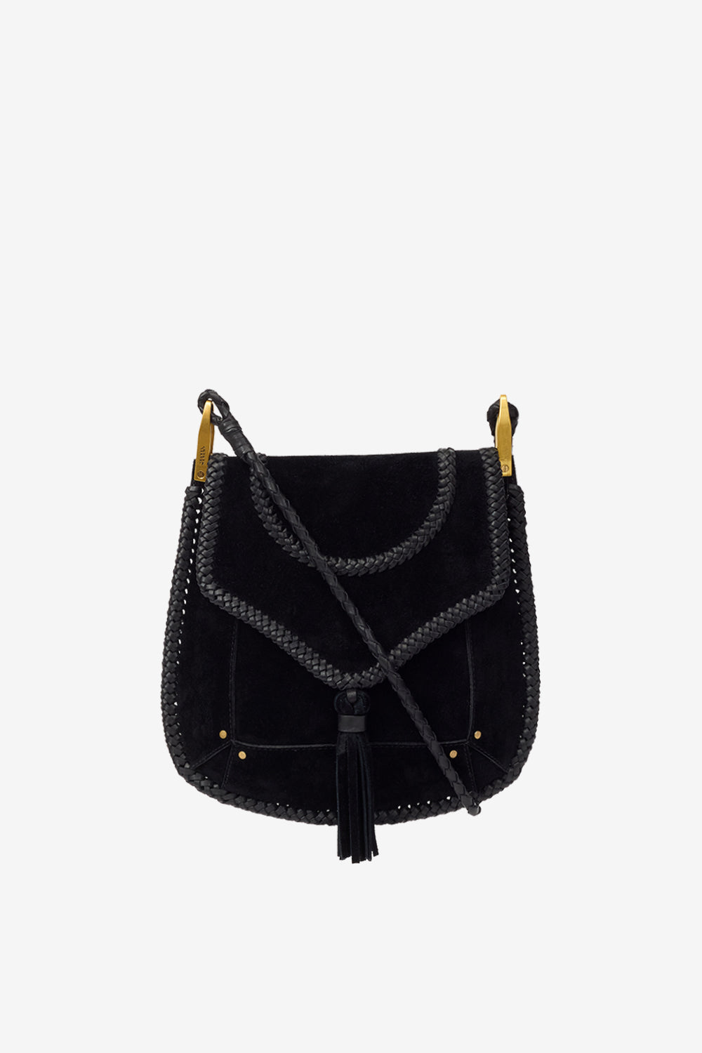 Anahi braided suede leather shoulder bag - Black - Woman - 1