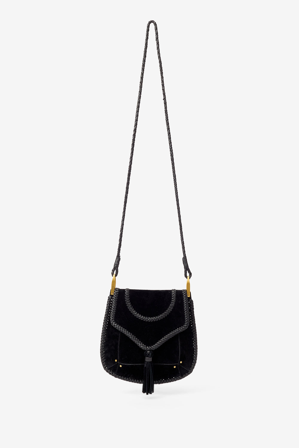 Anahi braided suede leather shoulder bag - Black - Woman - 6