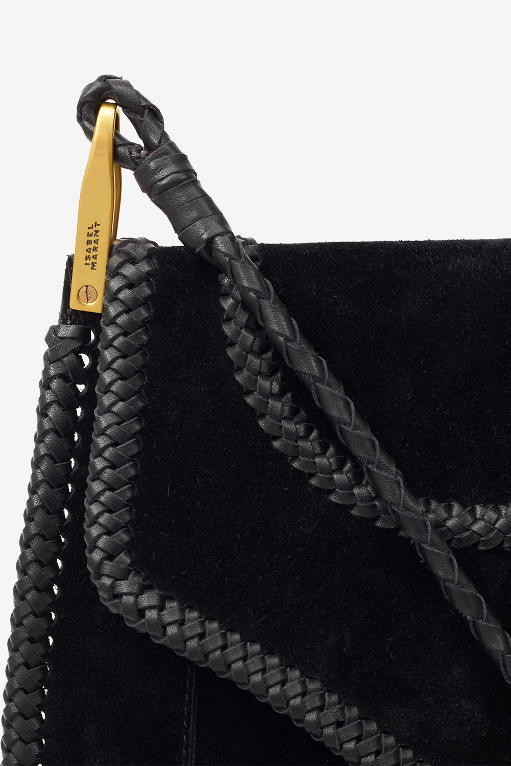 Anahi braided suede leather shoulder bag - Black - Woman - 4