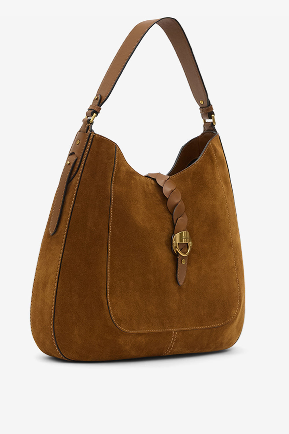 Altay hobo suede calfskin leather bag - Cognac - Woman - 5