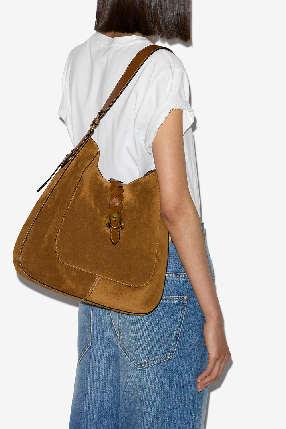 Altay hobo suede calfskin leather bag - Cognac - Woman - 2