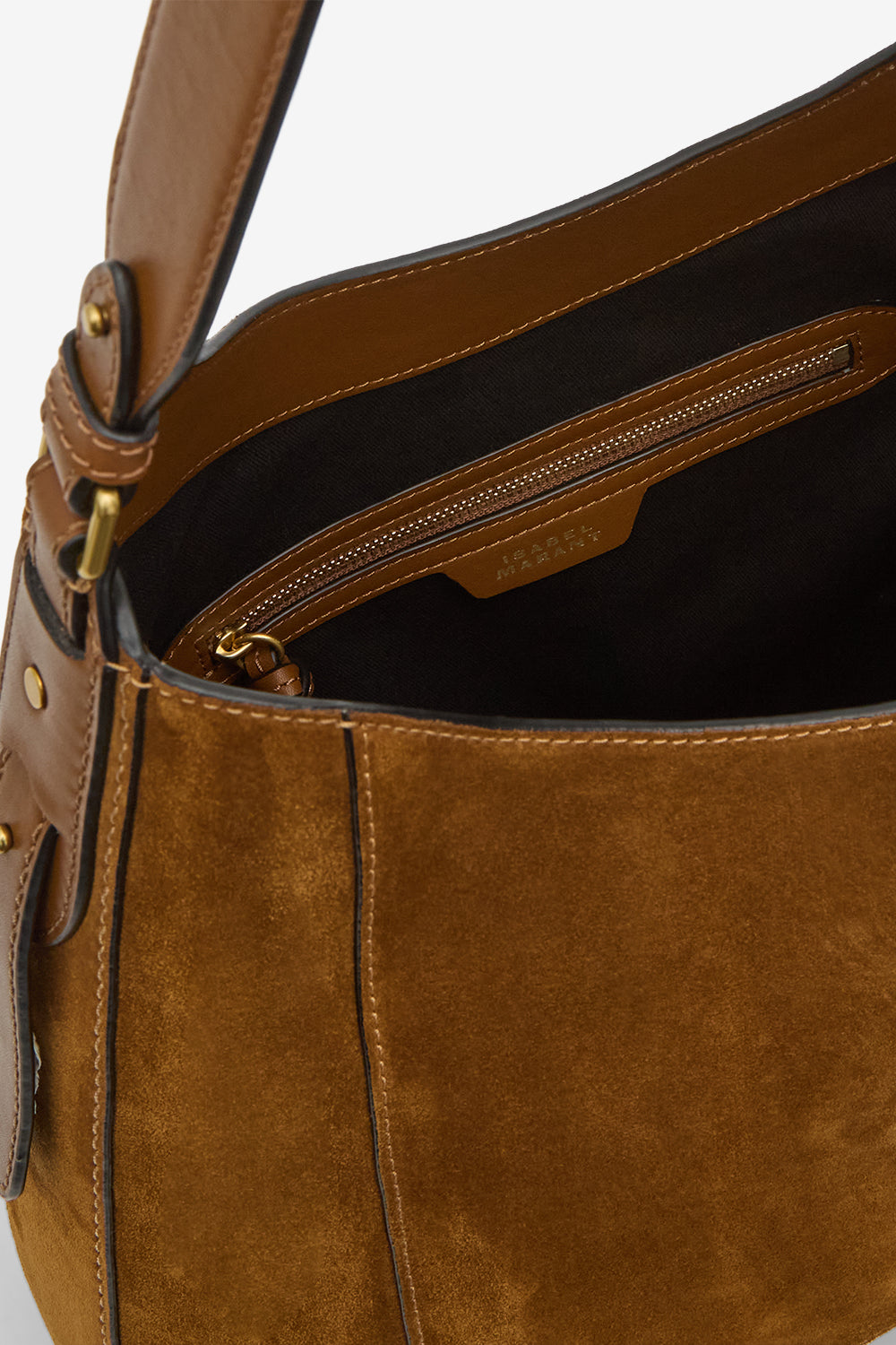 Altay hobo suede calfskin leather bag - Cognac - Woman - 4