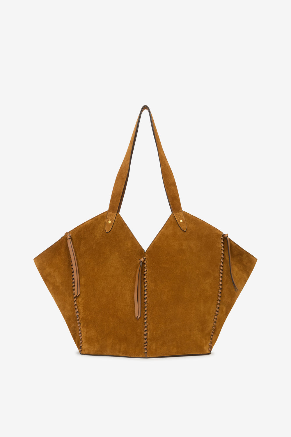 Suede leather tote bag - Cognac - Woman - 3