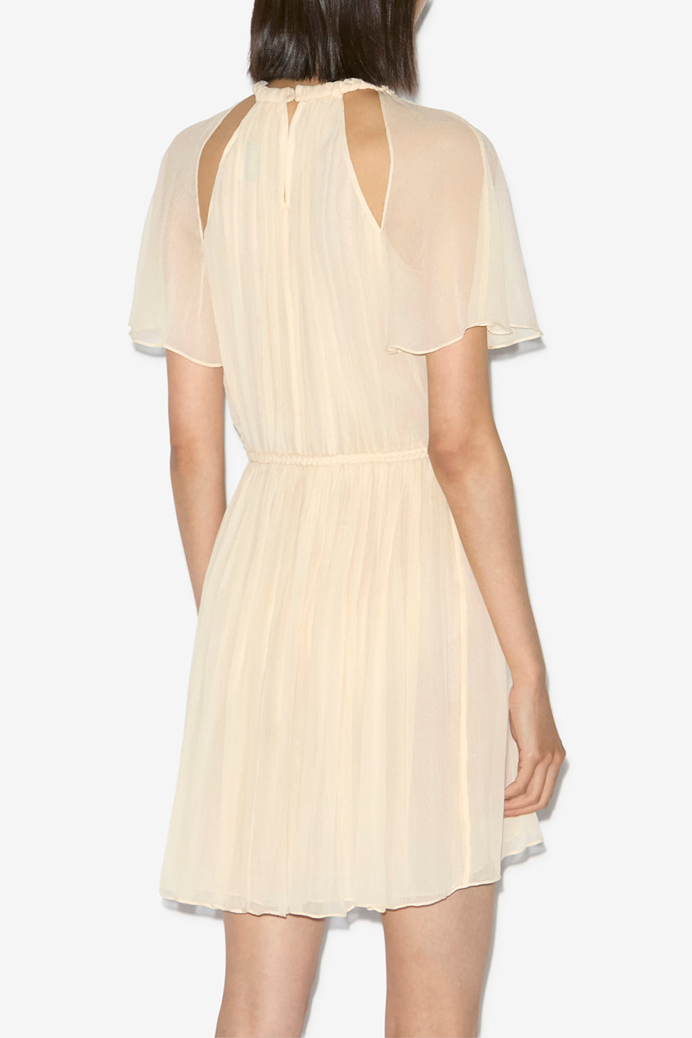 Randalia short gathered silk dress - Ecru - Woman - 5