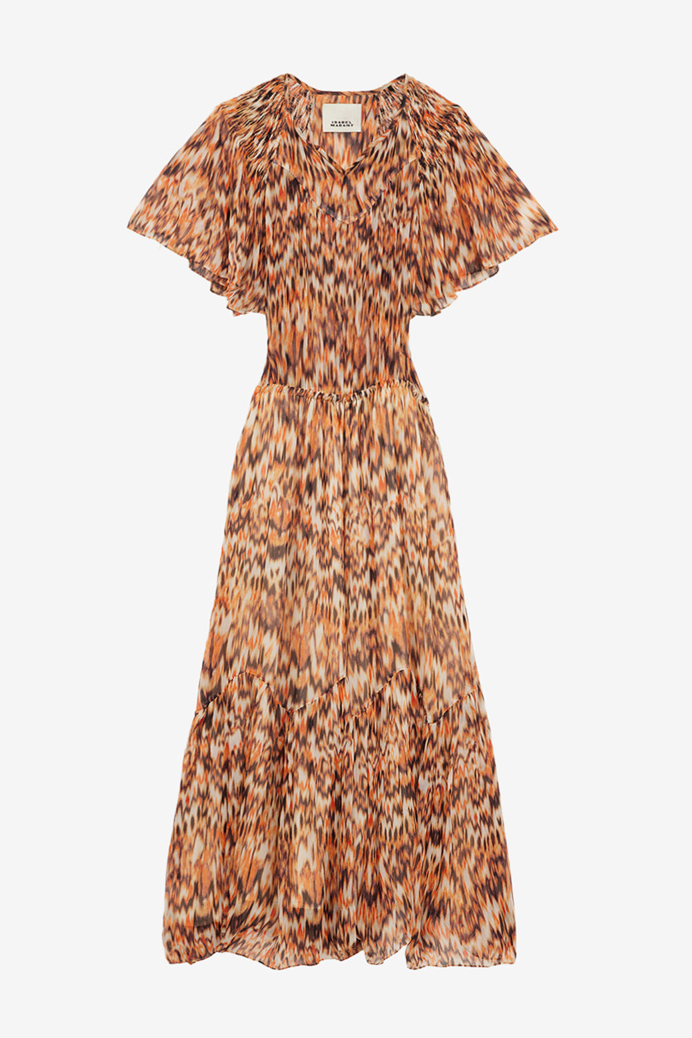 Odelia long printed silk dress - Orange - Woman - 1