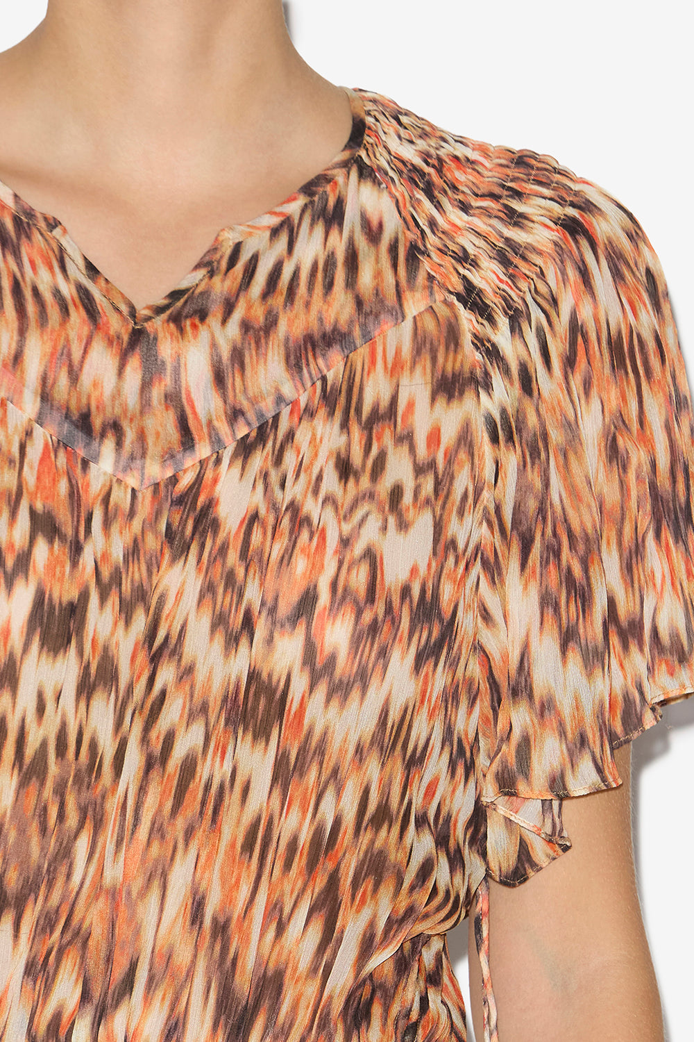 Odelia long printed silk dress - Orange - Woman - 3