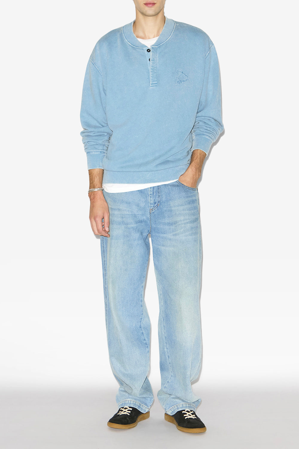 Sweatshirt mathias aus verwaschener baumwolle - Ice blue - Man - 2