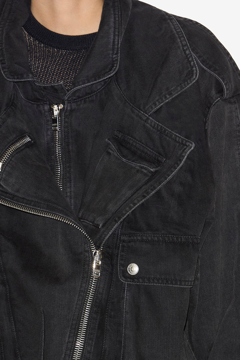 Aneli denim jacket with pockets - Black - Woman - 3