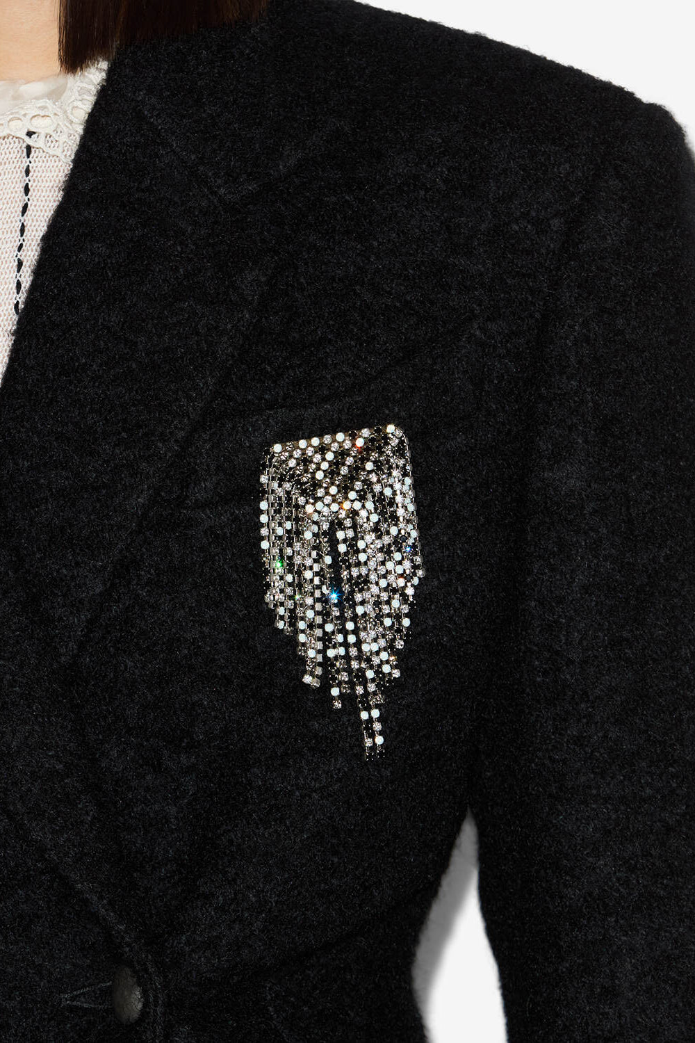 Faye stone brooch - Black and silver - Woman - 2