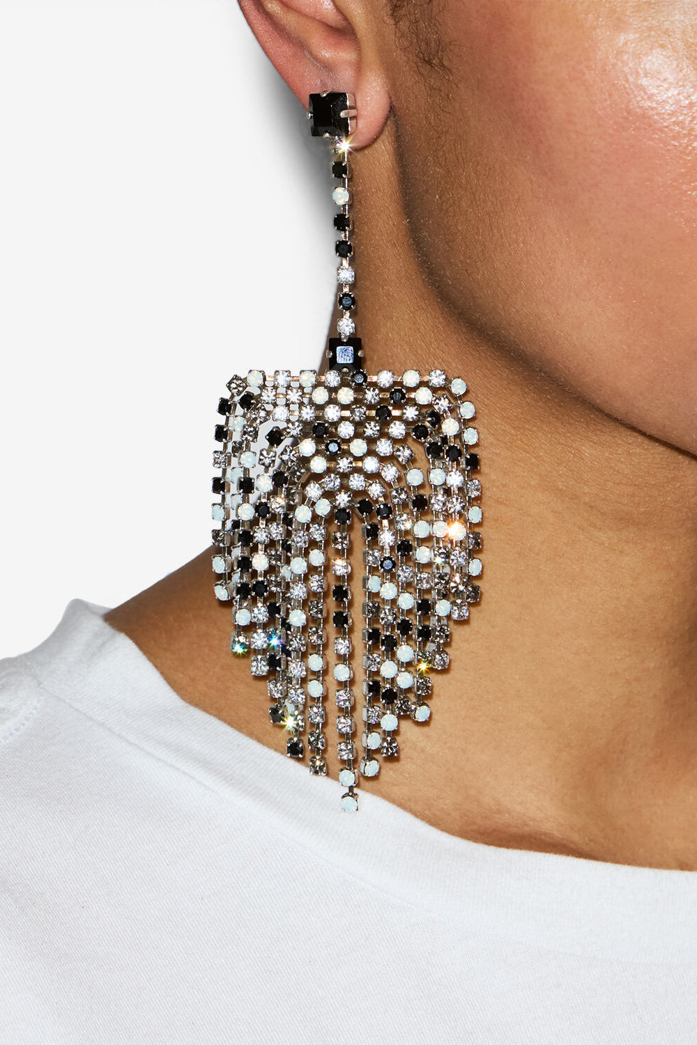 Faye pendant earrings - Black and silver - Woman - 2