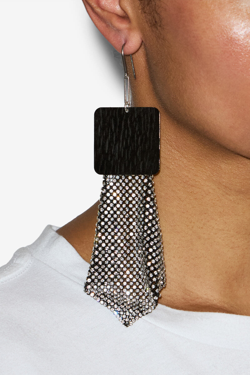 Ava pendant earrings - Black and silver - Woman - 2