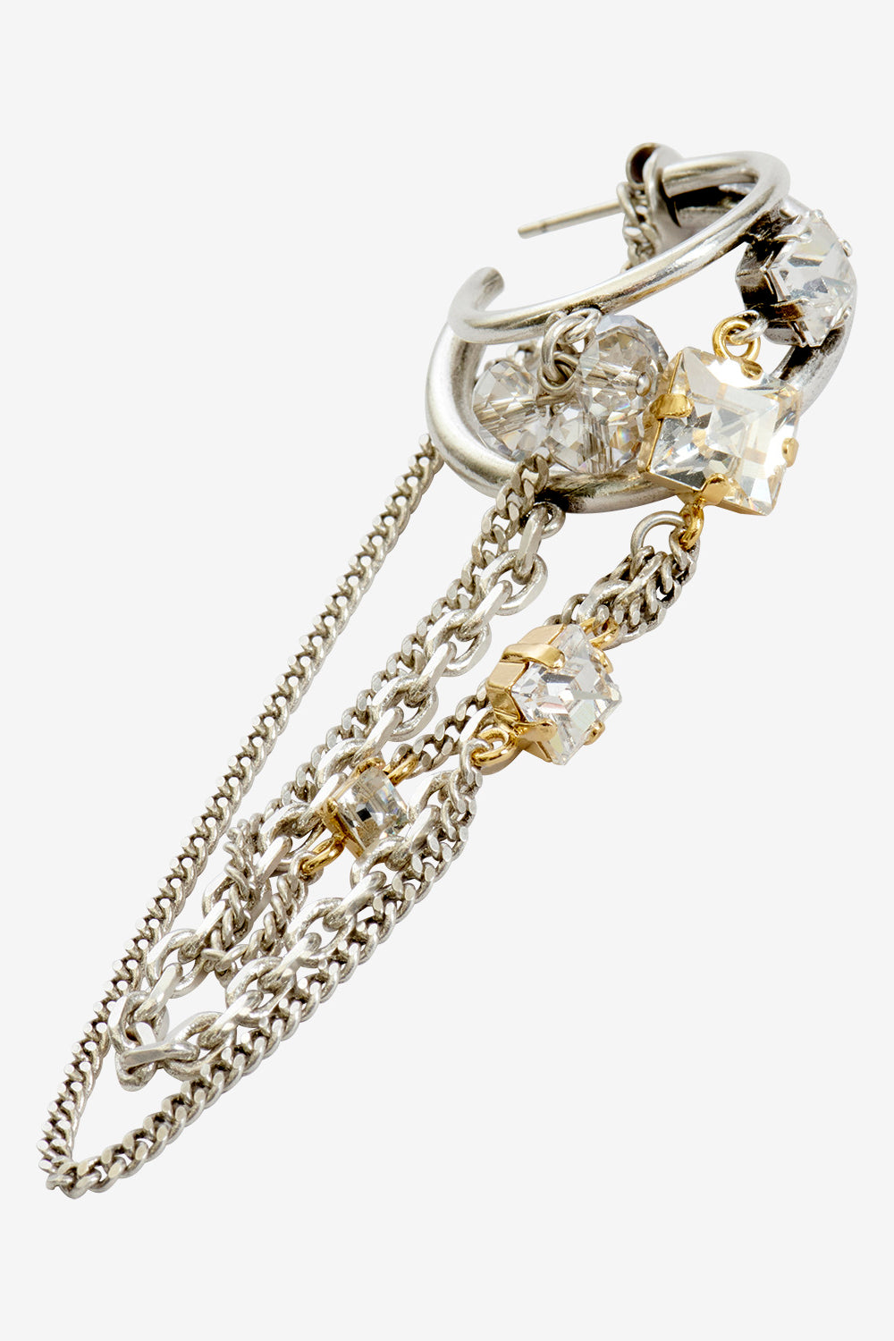 Jodie double hoop and pendant earring - Silver - Woman - 3