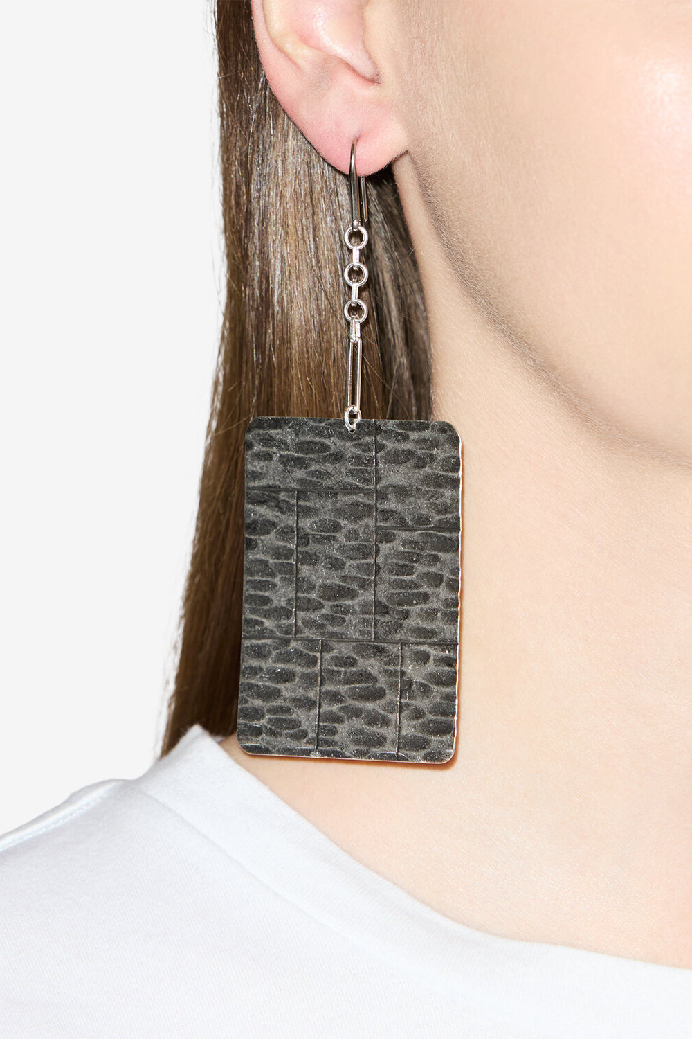 Blacke pendant plate earrings - Silver - Woman - 2