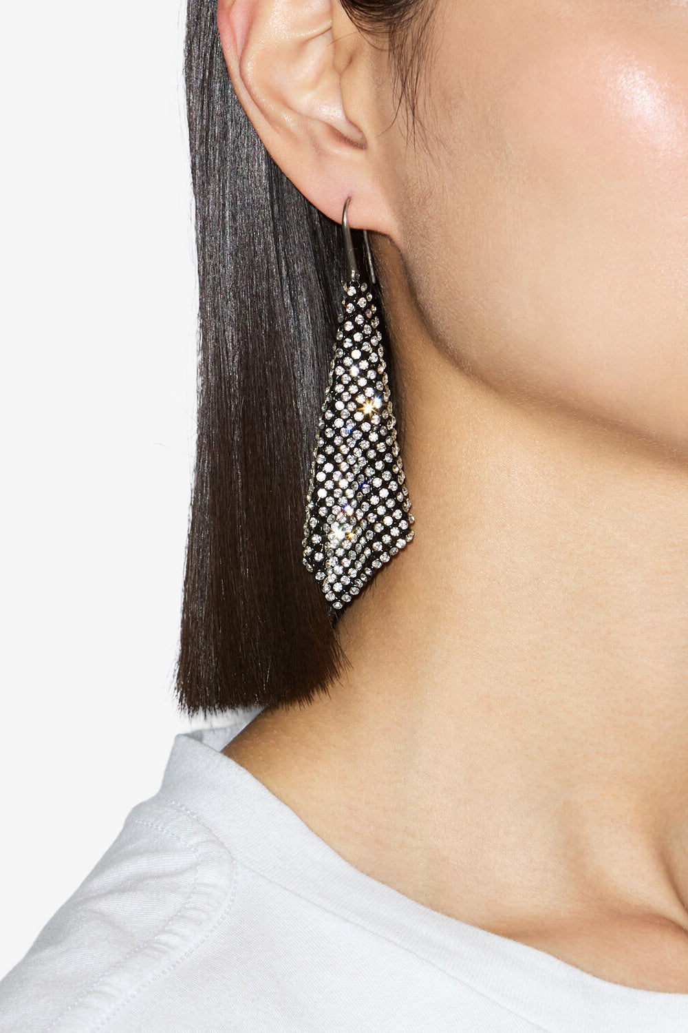 Ava pendant earrings - Black and silver - Woman - 2