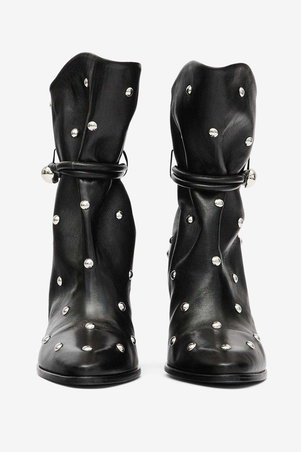 Boots en cuir avec studs lolya - Noir et argenté - Woman - 4