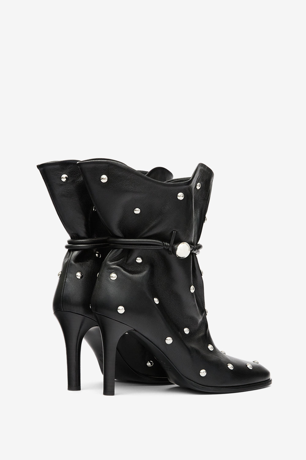 Boots en cuir avec studs lolya - Noir et argenté - Woman - 2