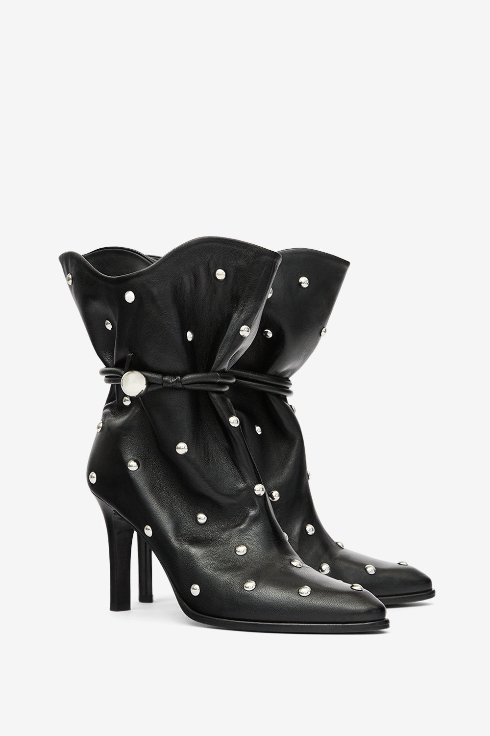 Boots en cuir avec studs lolya - Noir et argenté - Woman - 3