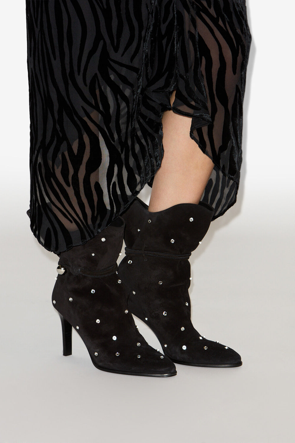 Lolya studded suede leather boots - Black - Woman - 5