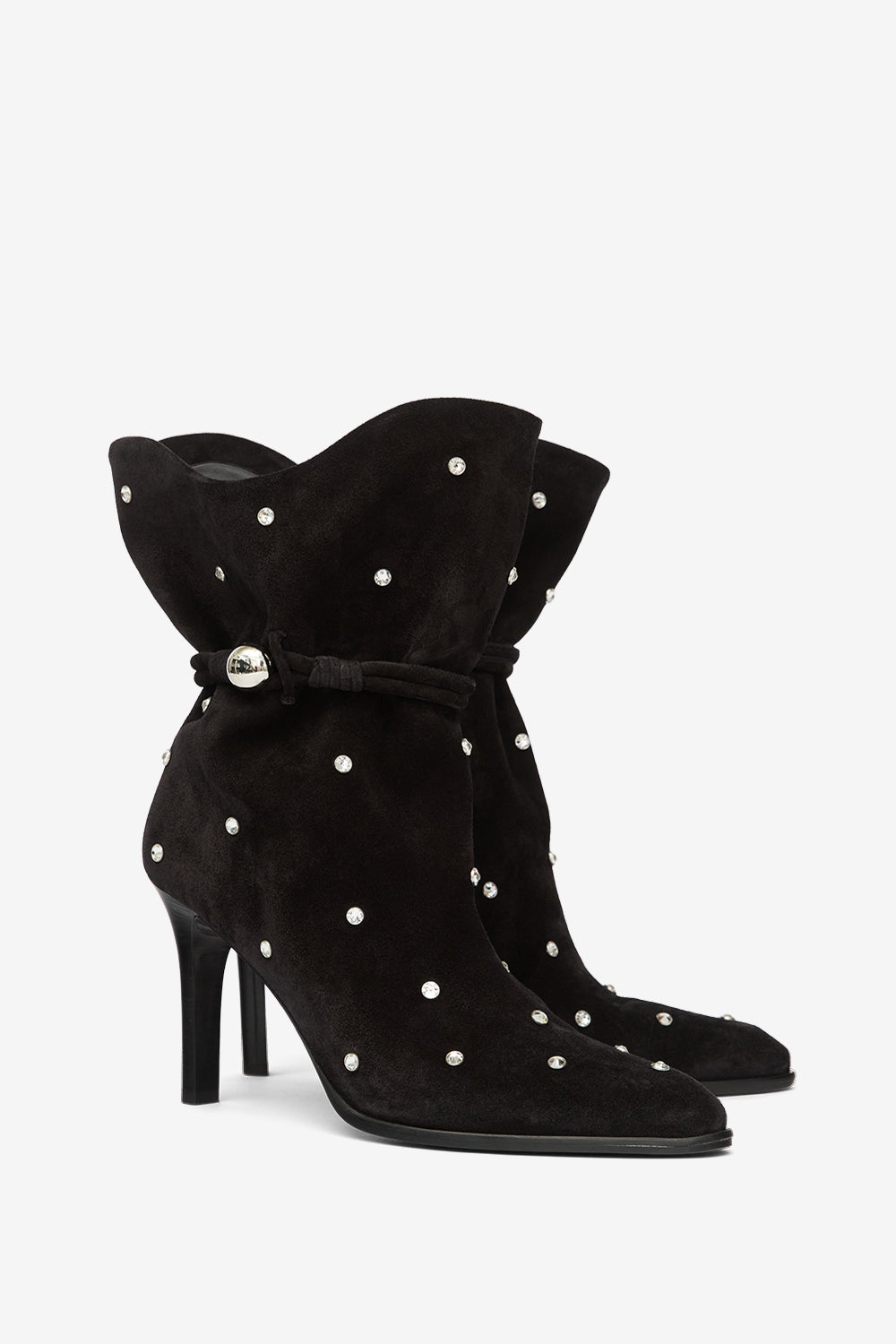 Lolya studded suede leather boots - Black - Woman - 3