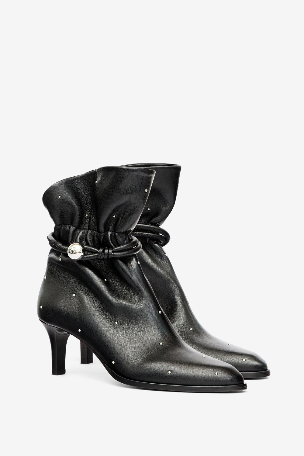 Forla studded leather ankle boots - Black - Woman - 3