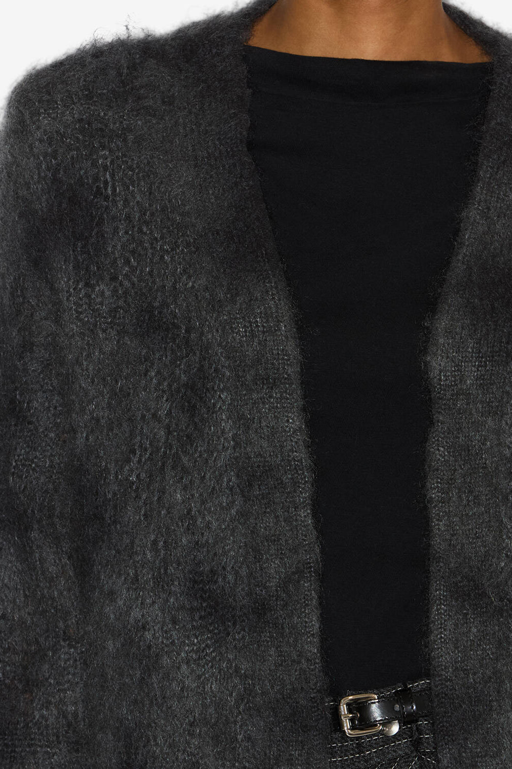 Mylene wrap-over kid mohair cardigan - Anthracite - Woman - 3