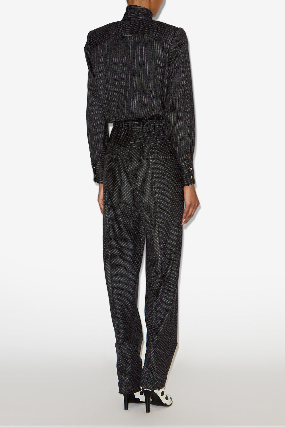 Rheane virgin wool tennis stripe jumpsuit - Anthracite - Woman - 4