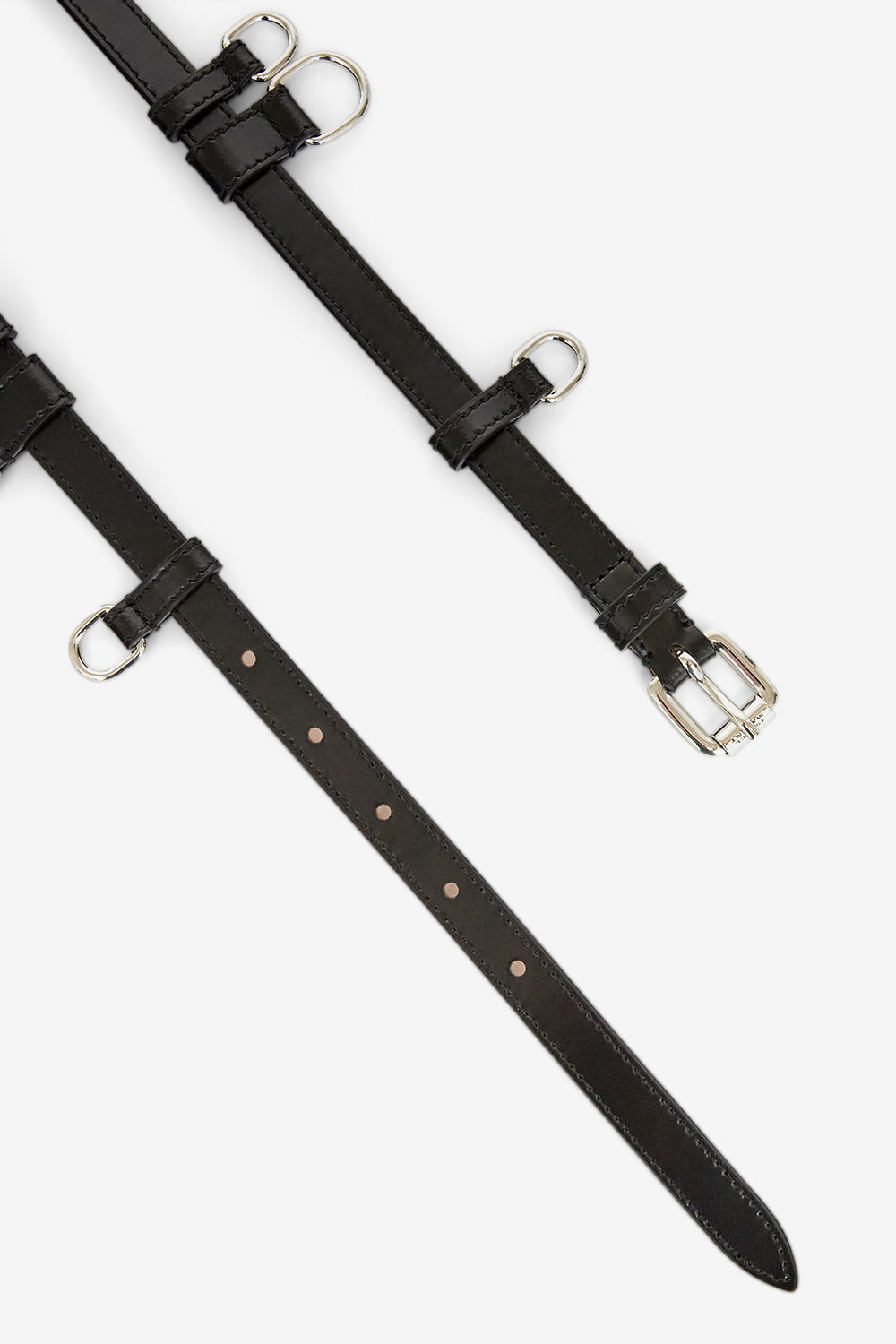 Cintura sottile in pelle chelsea - Black and silver - Woman - 3