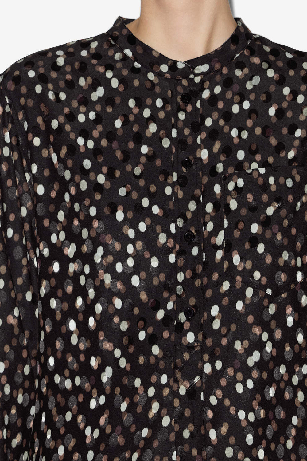 Blouse en soie imprimée pois - Noir-rouge - Woman - 3