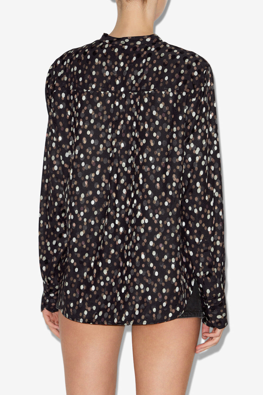 Blouse en soie imprimée pois - Noir-rouge - Woman - 5