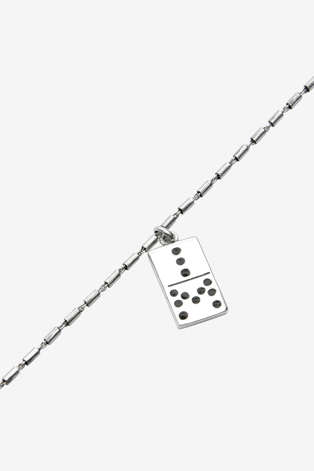 Alby domino pendant chain necklace - Black and silver - Man - 3