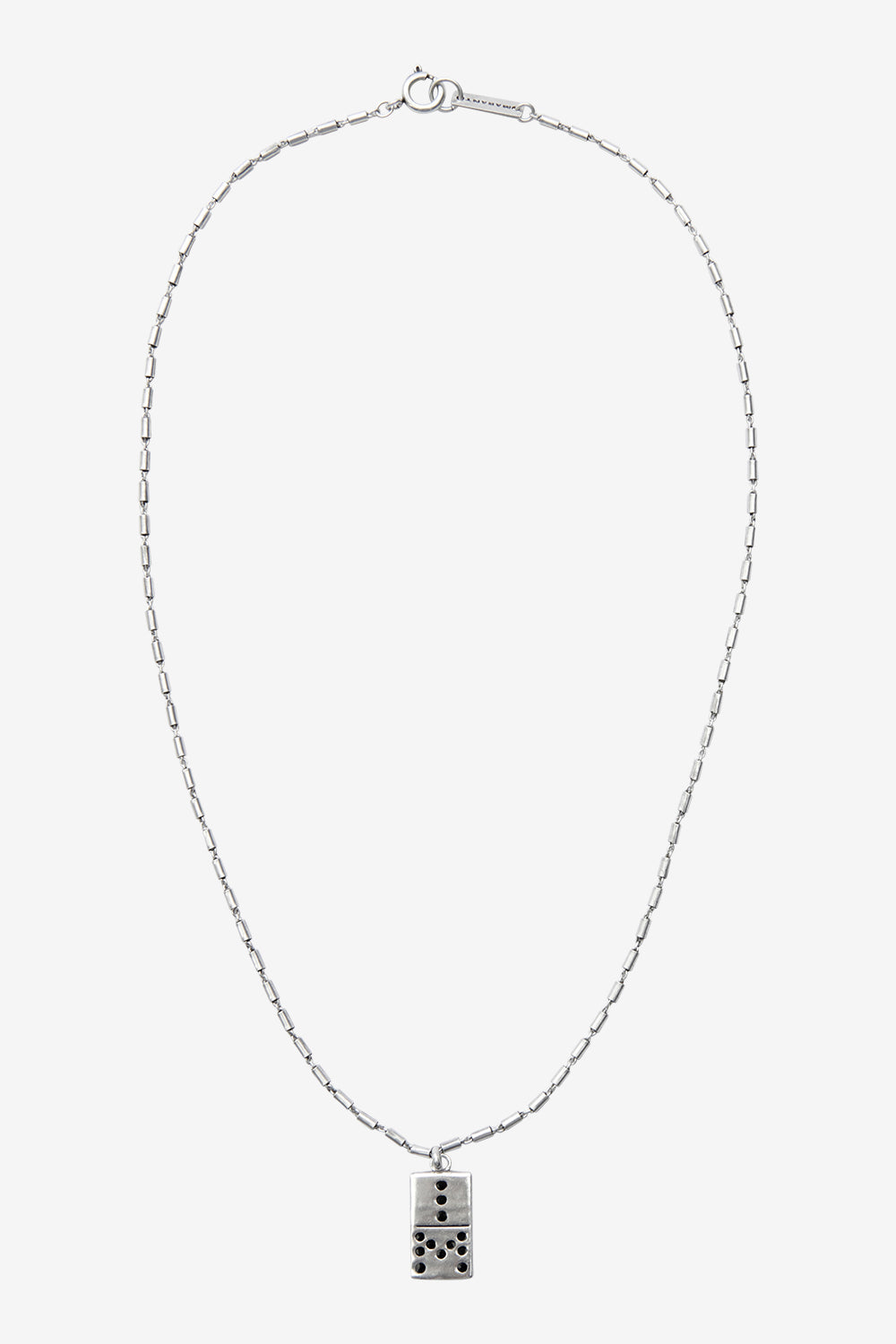 Alby domino pendant chain necklace - Black and silver - Man - 1