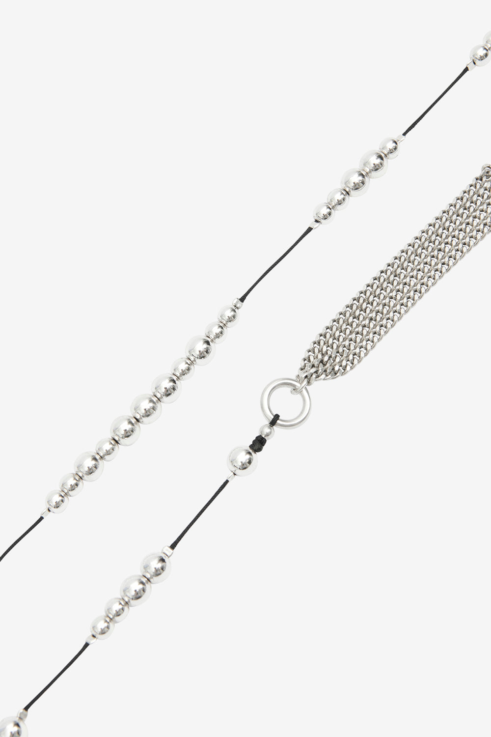 Bob bead and pompom scarf - Black and silver - Man - 3