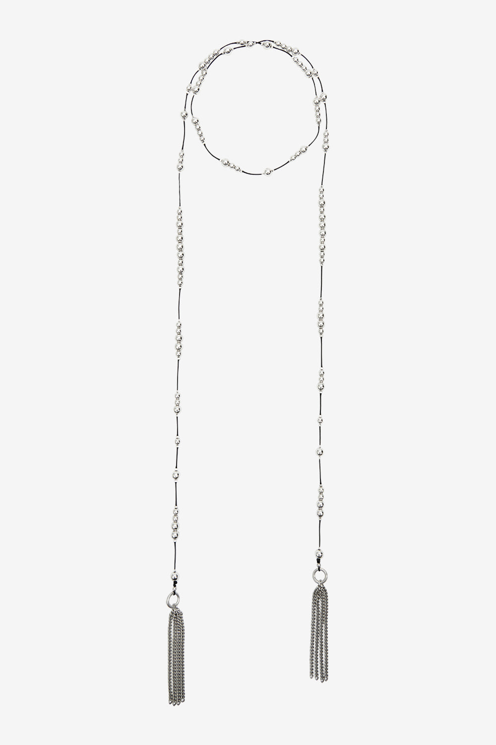 Bob bead and pompom scarf - Black and silver - Man - 1