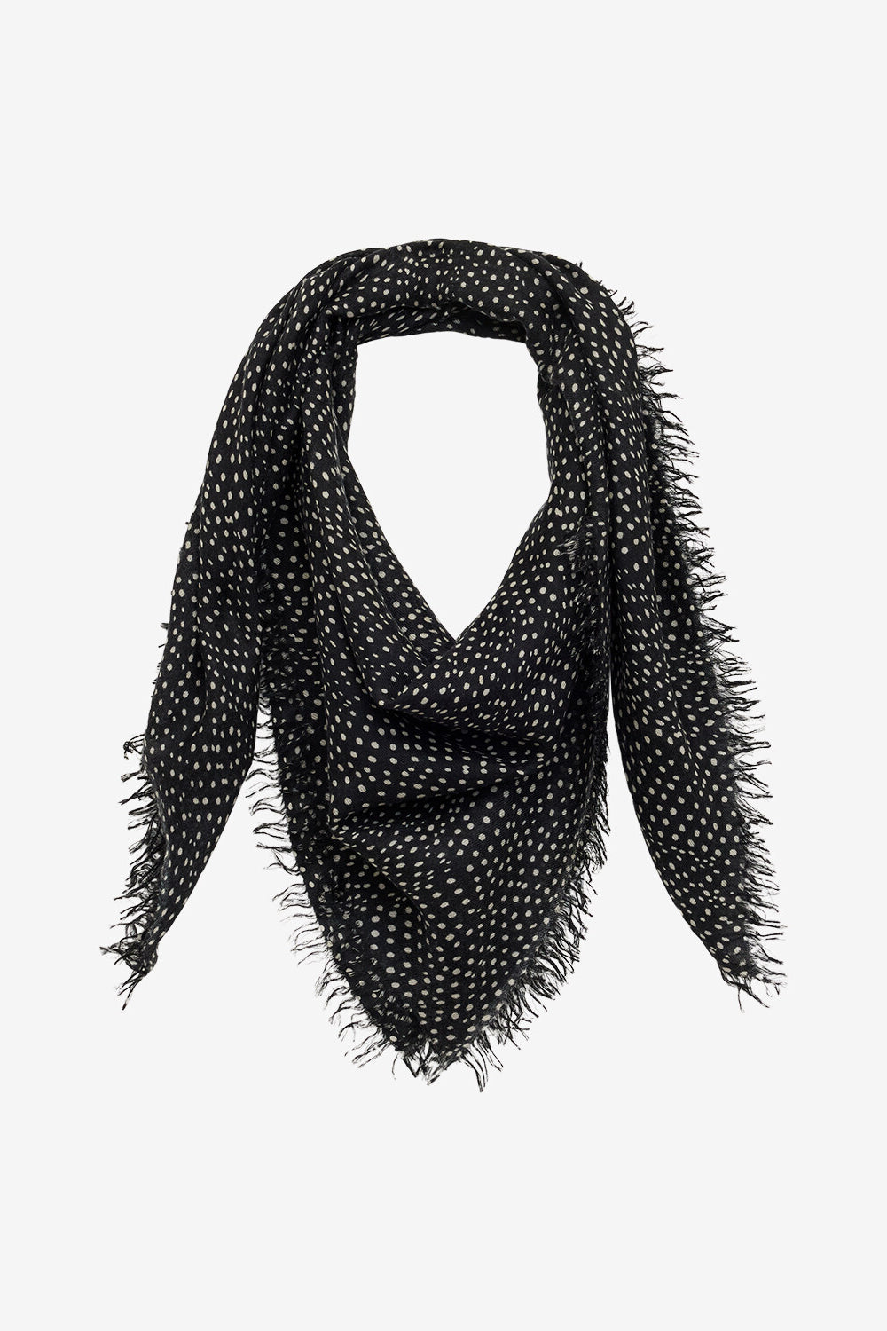 Alecia cashmere and wool polka dot scarf - Black and ecru - Woman - 3