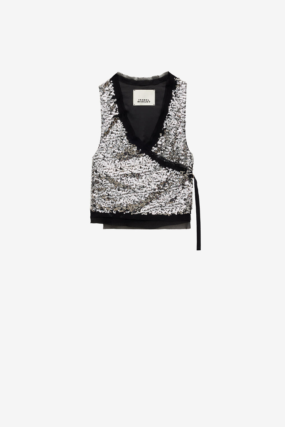 Ärmellose weste tahina mit pailletten - Silber - Woman - 1
