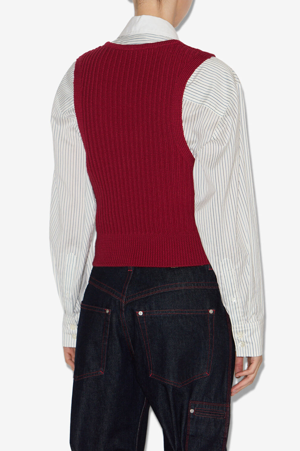 Devima tubular knit vest - Deep red - Woman - 5