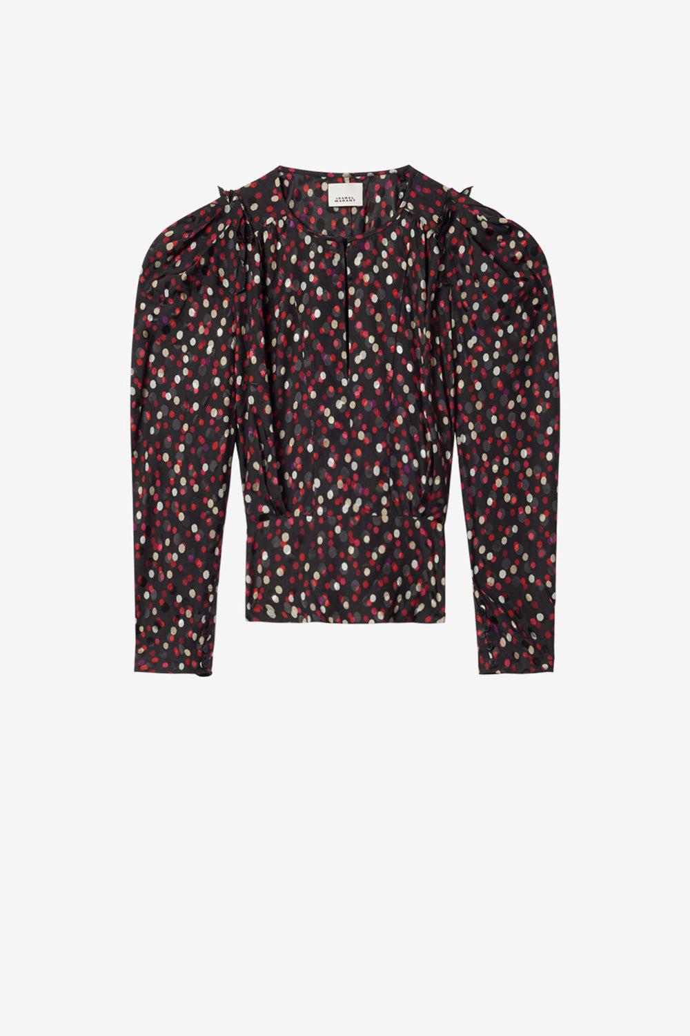 Zarga silk polka dot print top - Black-red - Woman - 1