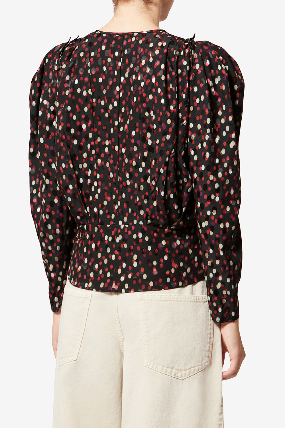 Zarga ポルカドットプリント入り シルク トップス - Black-red - Woman - 5