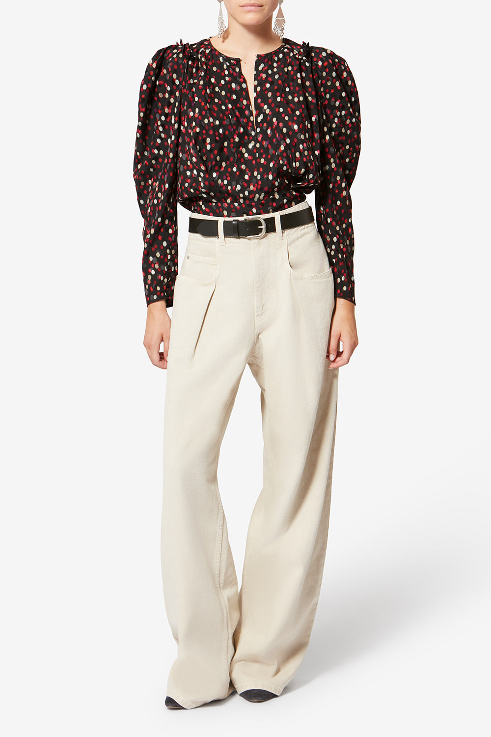 Zarga ポルカドットプリント入り シルク トップス - Black-red - Woman - 2