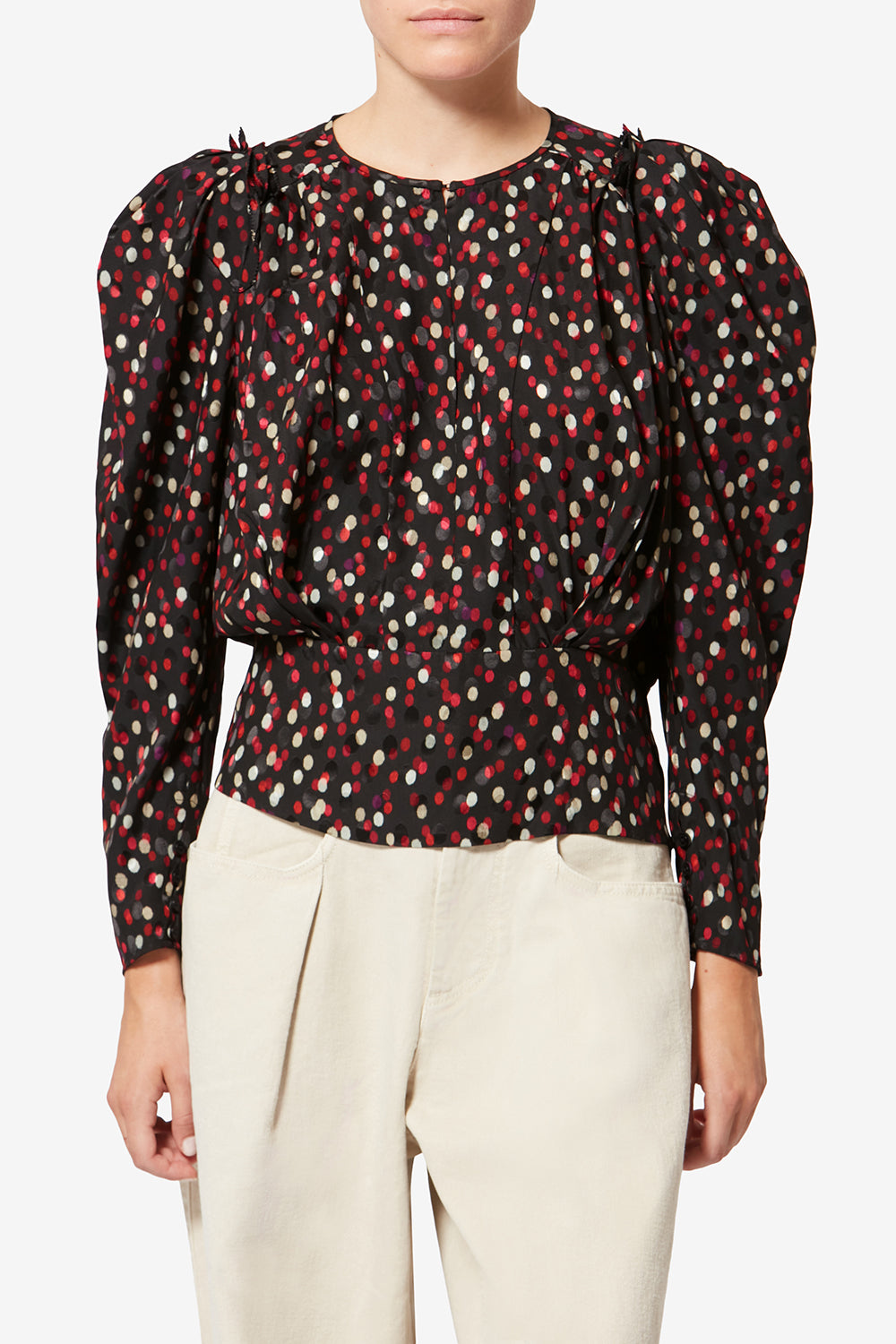 Zarga ポルカドットプリント入り シルク トップス - Black-red - Woman - 4