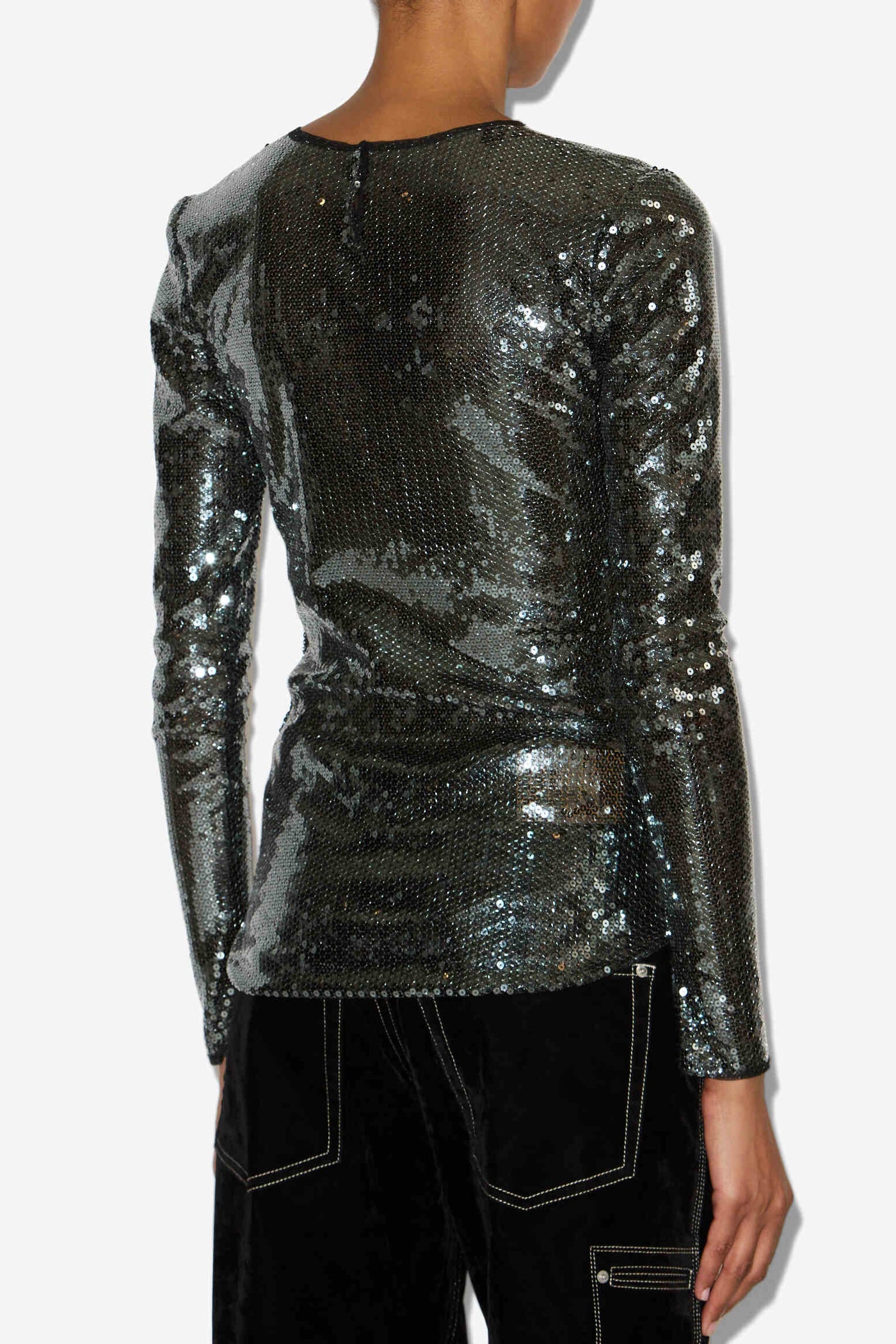 Top a maniche lunghe hilda con lustrini - Gun metal - Woman - 4