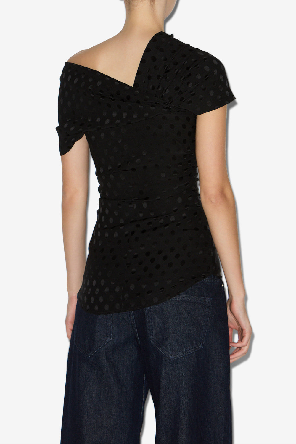 Esen draped silk top - Black - Woman - 5