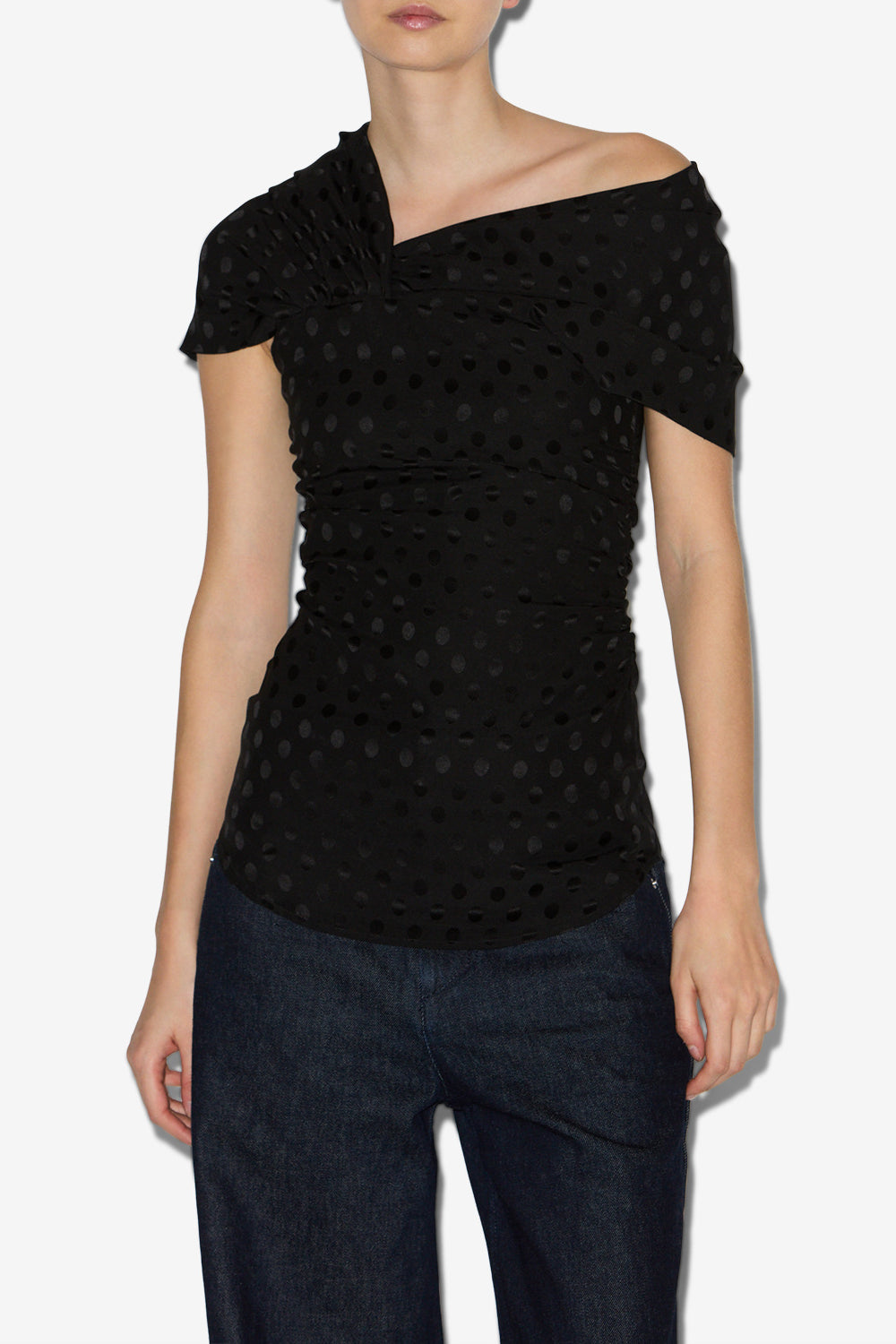 Esen draped silk top - Black - Woman - 4