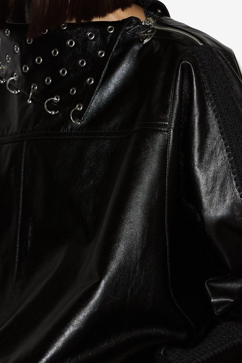Cendrine leather sweatshirt - Black - Woman - 3