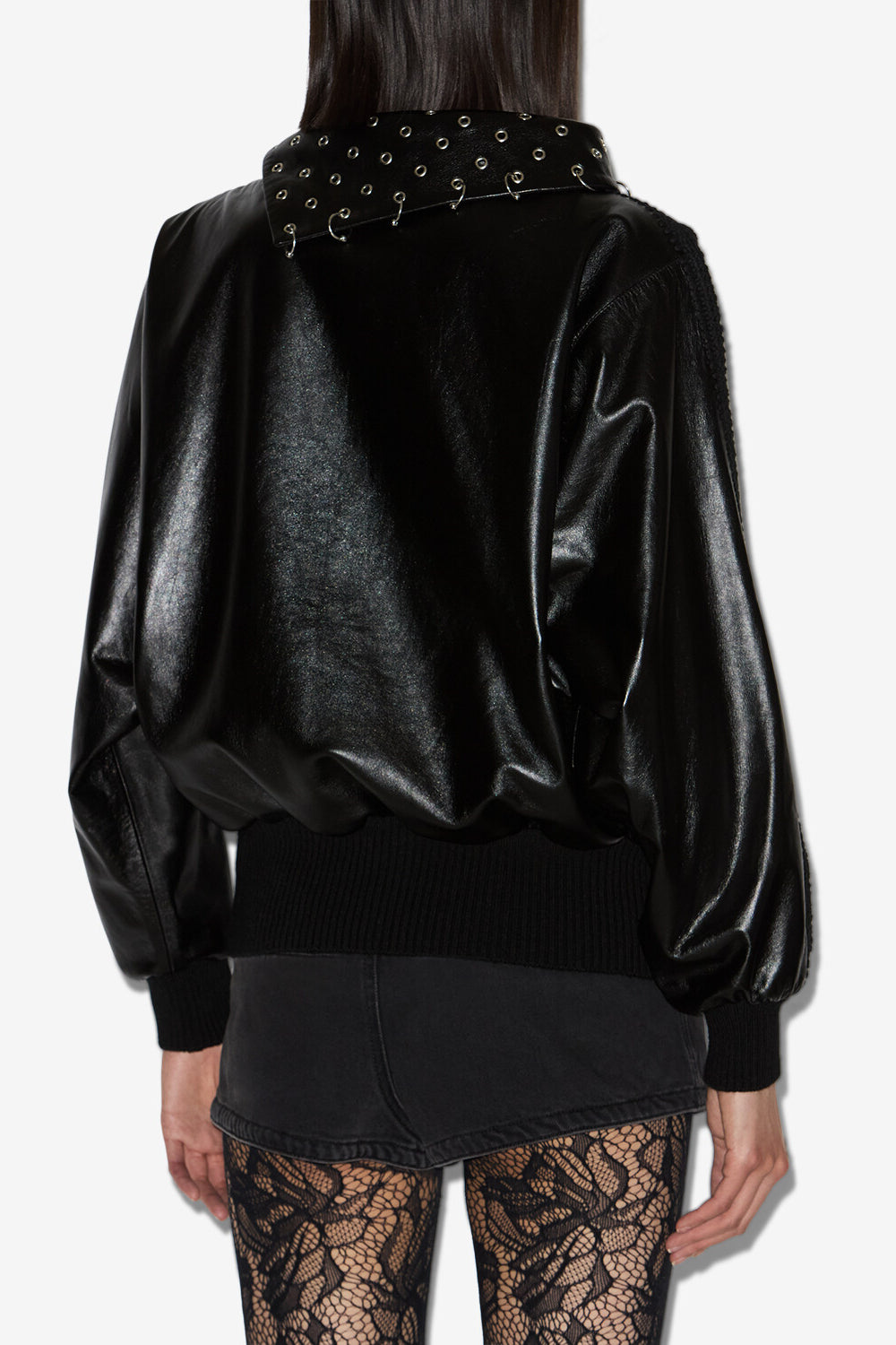 Cendrine leather sweatshirt - Black - Woman - 5