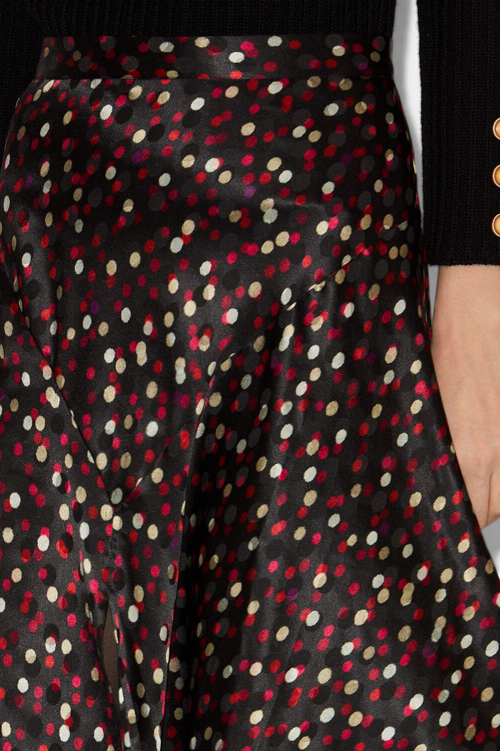 Sakura long printed silk skirt - Black-red - Woman - 3